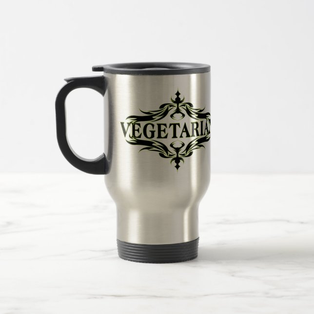 Fancy in Black - Vegetarian Travel Mug (Left)