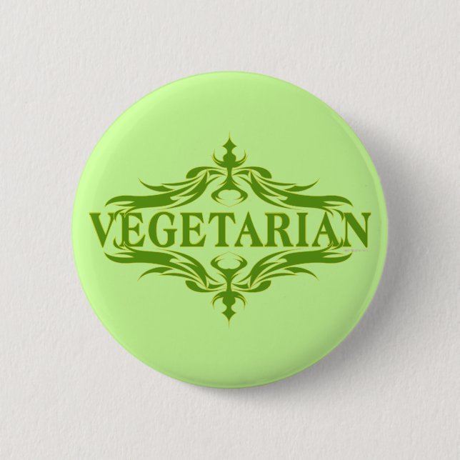 Fancy In Green - Vegetarian 6 Cm Round Badge (Front)