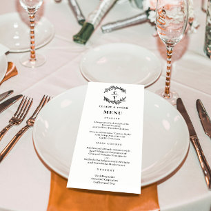 Fancy Initials EDITABLE COLOR Wedding Menu Card