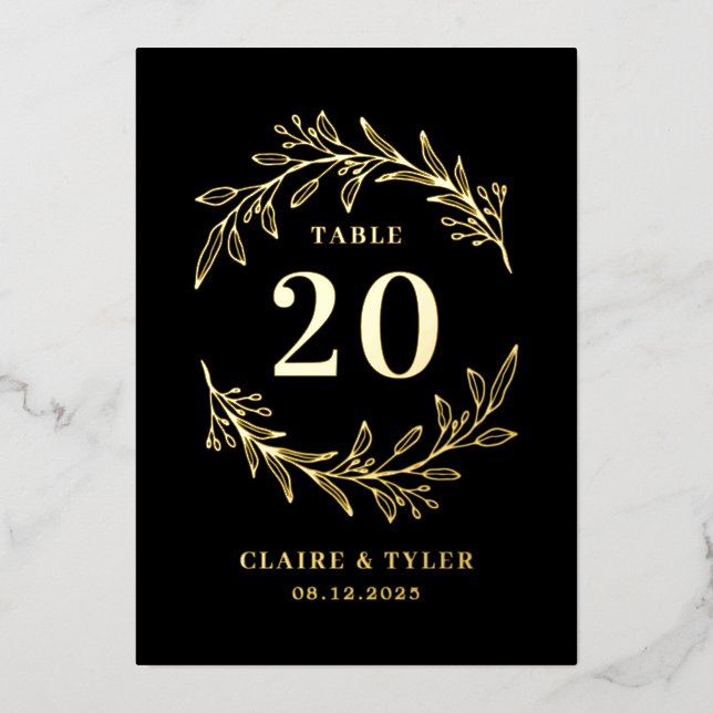 Fancy Initials REAL FOIL Table Number Card (Front)