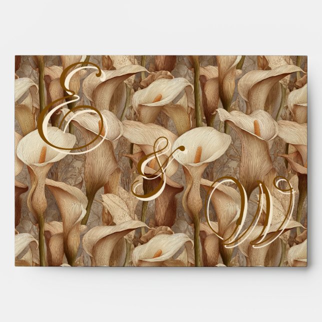 Fancy Ivory Calla Lilies Garden Traditional Weddin Envelope (Front)
