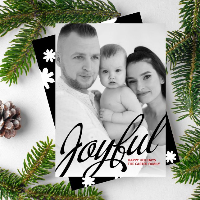 Fancy Joyful Holiday Photo Card (Creator Uploaded)