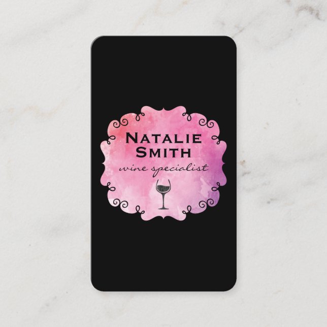 Fancy Label Wine with Wine Stain Business Card (Front)