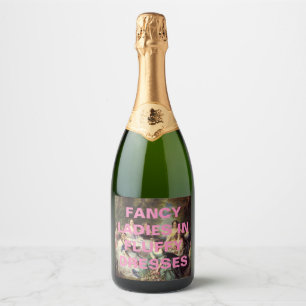Fancy Ladies in Fluffy Dresses Sparkling Wine Label