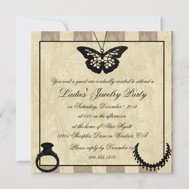 Fancy Ladies' Jewellery Party Invitations (Front)