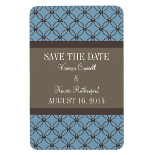 Fancy Lattice Save the Date Magnet, Blue Magnet