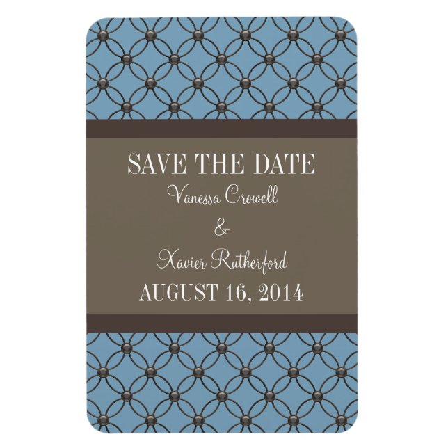 Fancy Lattice Save the Date Magnet, Blue Magnet (Vertical)