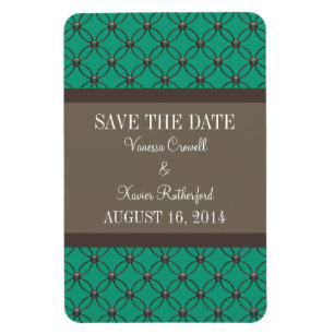 Fancy Lattice Save the Date Magnet, Emerald Magnet