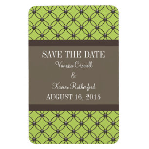 Fancy Lattice Save the Date Magnet, Green Magnet