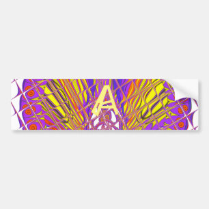 Fancy Letter A Beautiful Plum Amazing Colourful Bumper Sticker
