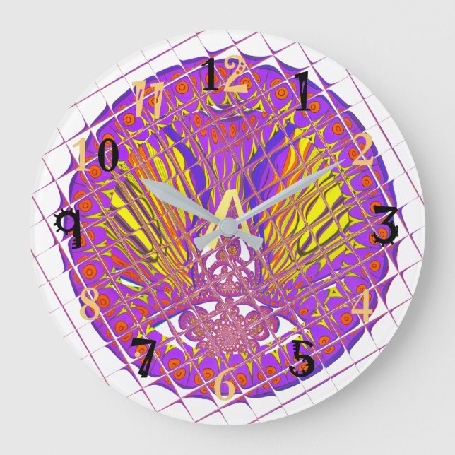 Fancy Letter A Beautiful Plum Amazing Colourful Large Clock (Front)