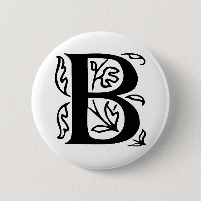 Fancy Letter B 6 Cm Round Badge (Front)