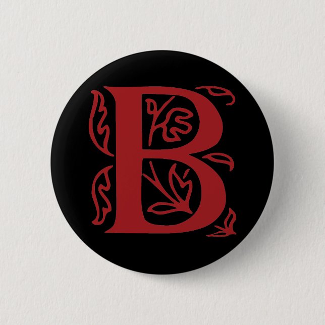 Fancy Letter B 6 Cm Round Badge (Front)