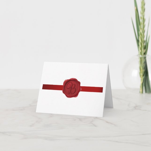 Fancy Letter B Red Wax Seal Note Card (Front)