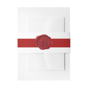 Fancy Letter B Red Wax Seal Ribbon Invitation Belly Band