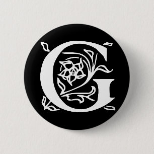 Fancy Letter G 6 Cm Round Badge