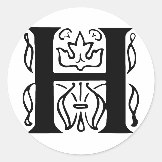 Fancy Letter H Classic Round Sticker (Front)