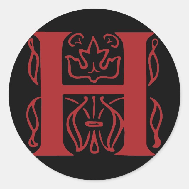 Fancy Letter H Classic Round Sticker (Front)