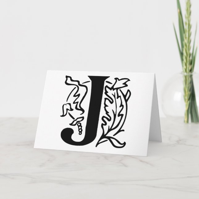 Fancy Letter J Note Card (Front)