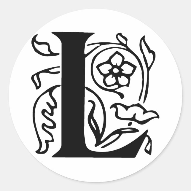 Fancy Letter L Classic Round Sticker (Front)