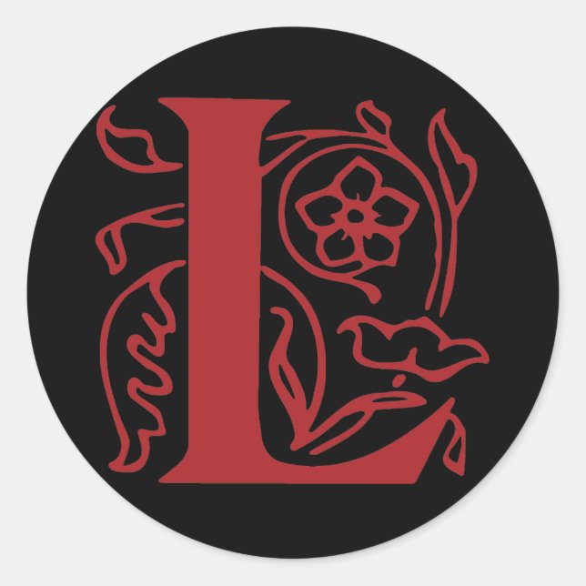 Fancy Letter L Classic Round Sticker (Front)