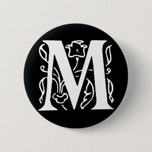 Fancy Letter M 6 Cm Round Badge