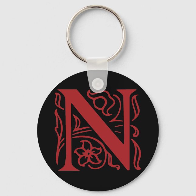 Fancy Letter N Key Ring (Front)