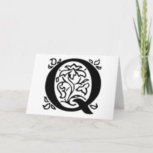 Fancy Letter Q Note Card