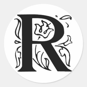 Fancy Letter R Classic Round Sticker