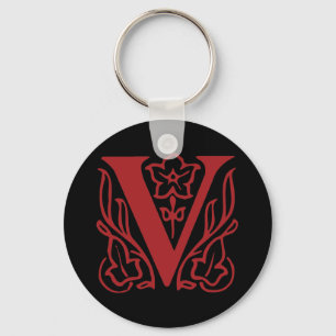 Fancy Letter V Key Ring
