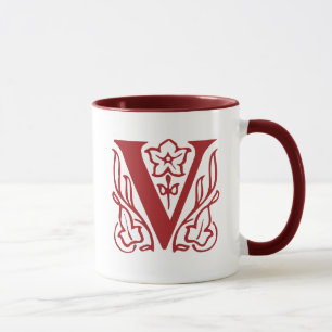 Fancy Letter V Mug