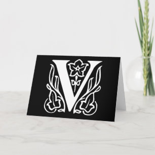 Fancy Letter V Note Card