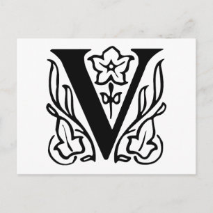 Fancy Letter V Postcard