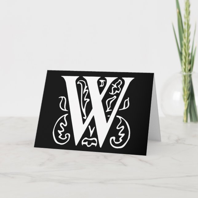 Fancy Letter W Note Card (Front)