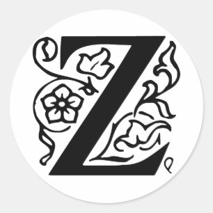 Fancy Letter Z Classic Round Sticker
