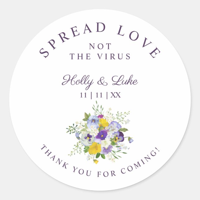 Fancy Lilac & Yellow Shades Floral Bouquet Wedding Classic Round Sticker (Front)