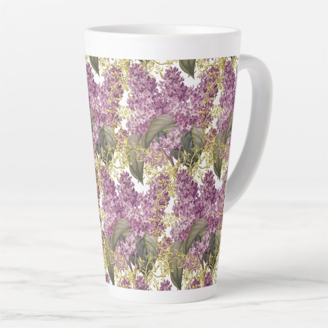 Fancy Lilacs Purple Flower  Latte Mug (Right Angle)