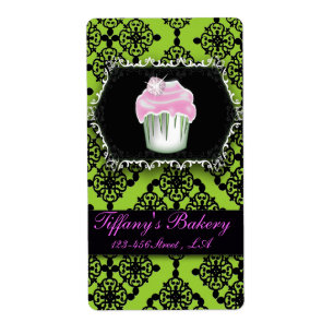 Fancy Lime Green Cupcake Bakery Labels