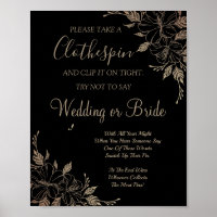 Fancy Lines Clothespin bridal shower game sign