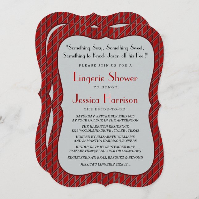 Fancy Lingerie Shower Invitations (Front/Back)