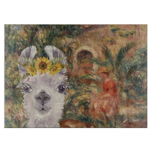 Fancy Llama and Renoir's Farmhouse  Cutting Board (Front)