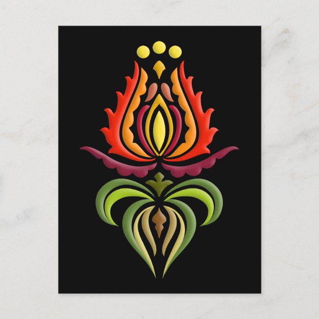 Fancy Mantle Embroidery - Hungarian Folk Art Postcard (Front)