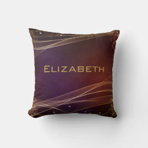 Fancy Maroon Background with Wispy Gold Accents Cushion