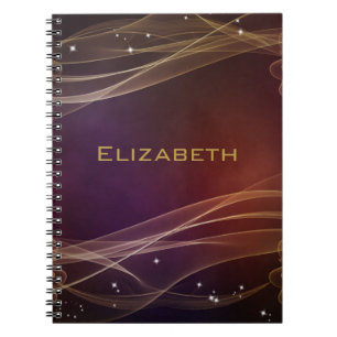 Fancy Maroon Background with Wispy Gold Accents Spiral Notebook