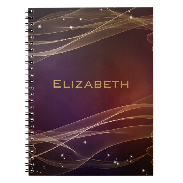 Fancy Maroon Background with Wispy Gold Accents Spiral Notebook (Front)
