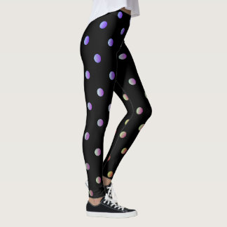 Fancy Mauve Beige and Black Retro Polka Dot Leggings