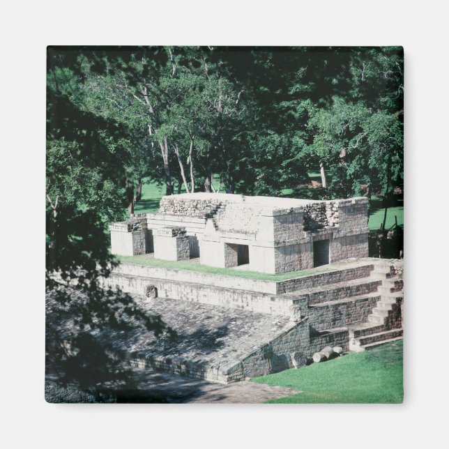 Fancy Mayan Ruins Square Refrigerator Magnet (Front)