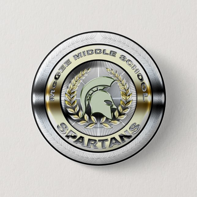 Fancy Metallic Spartan Logo #1 6 Cm Round Badge (Front)