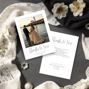Fancy Minimalist Simple Gray Calligraphy Wedding Thank You Card