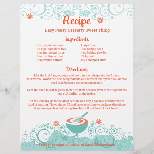 Fancy mixing bowl whisk baker pastry chef recipe (Front)